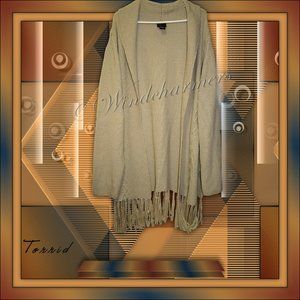 Torrid Beige Knit Fringe Cardigan